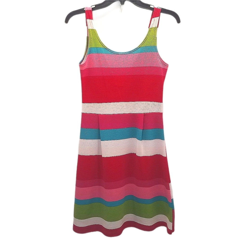 Tovia USA Junior's Size Small Dress Fitted Striped Spring Summer Bright Tank
